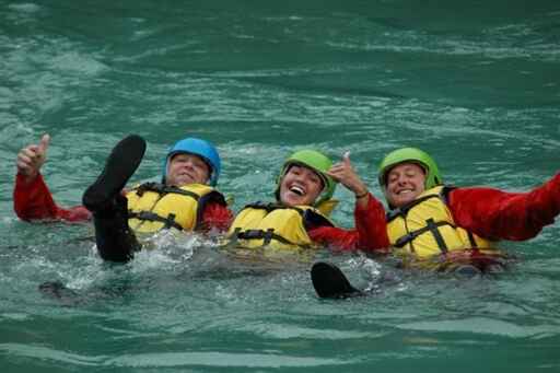 Enjoying a swim in the calmer sections