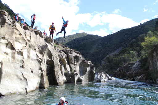 One of the cliff jumps. Grade 3. There are smaller ones too.