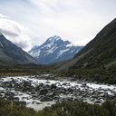 Mt Cook in the background of the Hooker Valley
